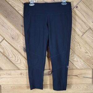 MPG Sport Leggings Womens Medium Cropped Mesh Panel Zipper Pocket Black